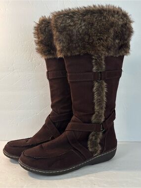 AMERICAN EAGLE Brown Faux Fur Winter Boots Size 10